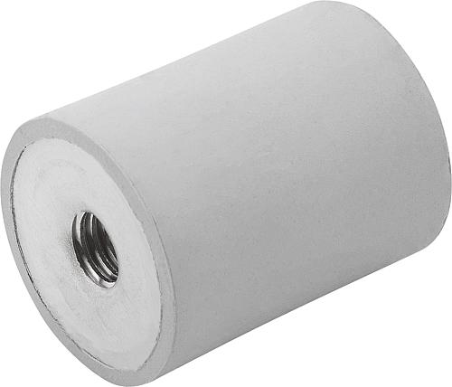 GUMMIPUFFER TYP E INNENGEWINDE M12, D=75, H=50, EDELSTAHL 1.4401, KOMP:ELAST....
