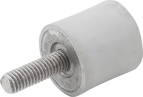 GUMMIPUFFER TYP B INNEN- UND AUSSENGEWINDE, M12 M12X37, D=75, H=55, EDELSTAHL...