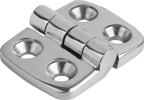 SCHARNIER 38X30, EDELSTAHL A4 HOCHGLANZPOLIERT, KOMP:EDELSTAHL, A1=11,5, A2=1...