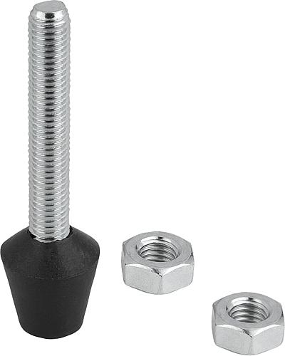 ANDRUCKSPINDEL MIT DRUCKSTÜCK, M12, L=100, STAHL, KOMP:NEOPREN