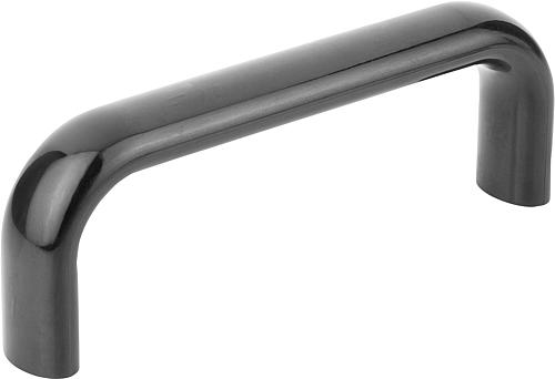 BÜGELGRIFF OVAL, A=160, L=177, D=M08, DUROPLAST SCHWARZ, KOMP:EDELSTAHL BLANK