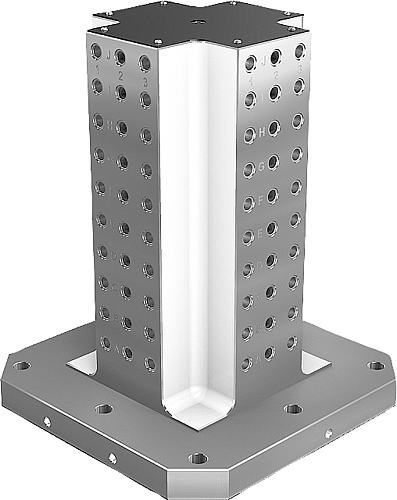 AUFSPANNTURM 4-SEITIG, MIT RASTERBOHRUNGEN, FORM:B, L=800, L1=500, H=1000, D1...