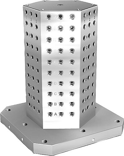 AUFSPANNTURM 6-SEITIG, MIT RASTERBOHRUNGEN, FORM:B, L=800, L1=500, H=1000, D1...